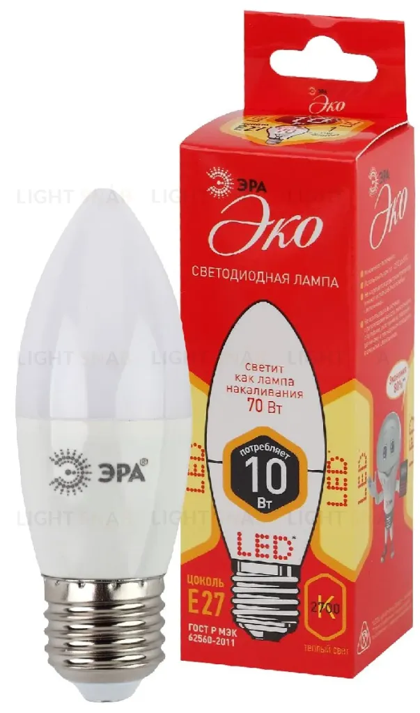 Лампа светодиодная Эра E27 10W 2700K ECO LED B35-10W-827-E27 Б0032962 Б0032962
