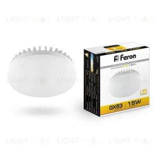 Лампа светодиодная Feron GX53 15W 2700K Таблетка Матовая LB-454 25834 25834
