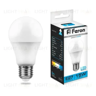 Лампа светодиодная Feron E27 15W 6400K Шар Матовая LB-94 25630 25630