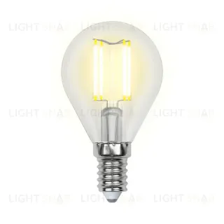 Лампа светодиодная филаментная Uniel E14 5W 3000K прозрачная LED-G45-5W/WW/E14/CL/MB GLM10TR LED-G45-5W/WW/E14/CL/MB GLM10TR картон