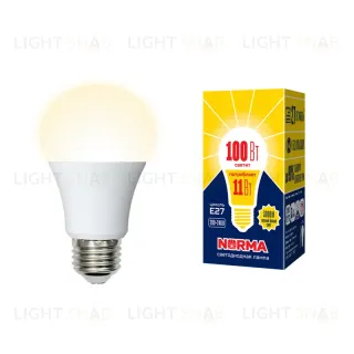 Лампа светодиодная (UL-00003787) Volpe E27 11W 3000K матовая LED-A60-11W/WW/E27/FR/NR LED-A60-11W/WW/E27/FR/NR картон