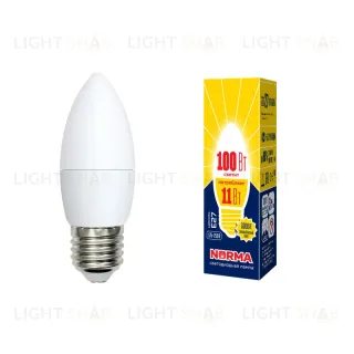 Лампа светодиодная (UL-00003815) Volpe E27 11W 3000K матовая LED-C37-11W/WW/E27/FR/NR LED-C37-11W/WW/E27/FR/NR картон