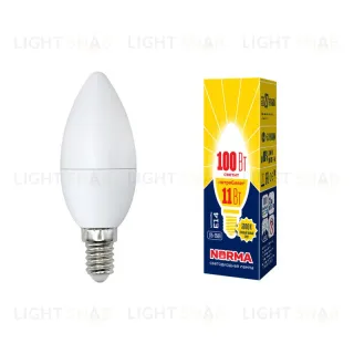 Лампа светодиодная (UL-00003812) Volpe E14 11W 3000K матовая LED-C37-11W/WW/E14/FR/NR LED-C37-11W/WW/E14/FR/NR картон