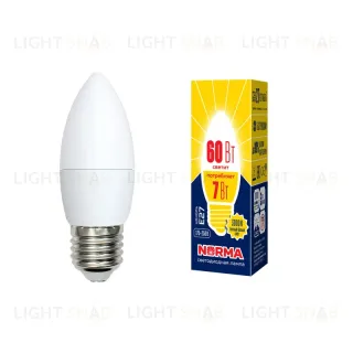 Лампа светодиодная (UL-00003799) Volpe E27 7W 3000K матовая LED-C37-7W/WW/E27/FR/NR LED-C37-7W/WW/E27/FR/NR картон