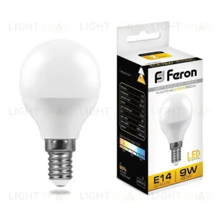 Лампа светодиодная Feron E14 9W 2700K Шар Матовая LB-550 25801 25801