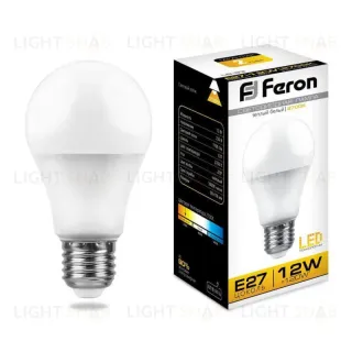 Лампа светодиодная Feron E27 12W 2700K Шар Матовая LB-93 25489 25489