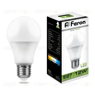 Лампа светодиодная Feron E27 12W 4000K Шар Матовая LB-93 25487 25487