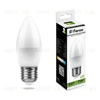 Лампа светодиодная Feron E27 7W 4000K Свеча Матовая LB-97 25759 25759