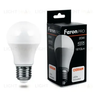 Лампа светодиодная Feron E27 20W 4000K Шар Матовая LB-98 25788 25788