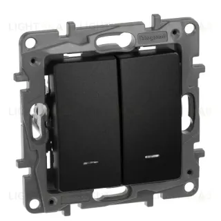 Переключатель двухклавишный Legrand Etika с подсветкой 10A 250V антрацит 672616 672616