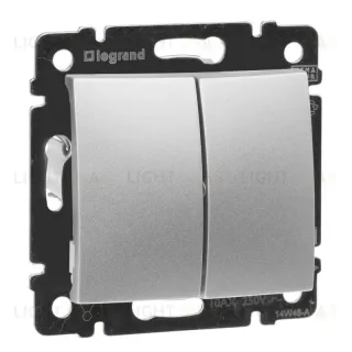 Выключатель двухклавишный Legrand Valena 10A 250V алюминий 770105 770105