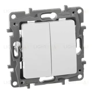 Выключатель двухклавишный Legrand Etika 10A 250V белый 672202 672202