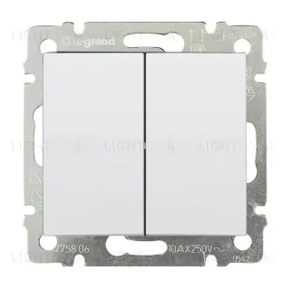 Выключатель двухклавишный Legrand Valena 10A 250V белый 774405 774405