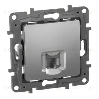 Розетка телефонная RJ11 Legrand Etika алюминий 672440 672440