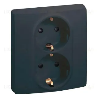 Розетка 2X2К+З Legrand Etika 16A 250V с/з со шторками безвинтовой зажим немецкий стандарт антрацит 672633 672633