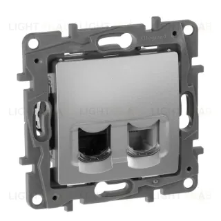 Розетка комбинированная RJ11+RJ45 Legrand Etika 5 кат UTP алюминий 672452 672452