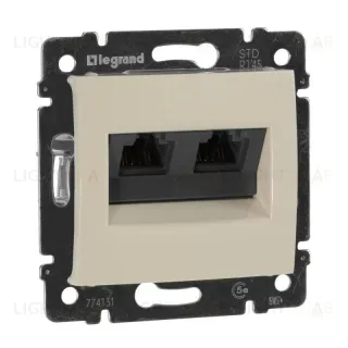 Розетка компьютерная 2хRJ45 Legrand Valena 5e кат UTP с захватами слоновая кость 774131 774131