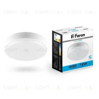 Лампа светодиодная Feron GX53 12W 6400K Таблетка Матовая LB-453 25868 25868