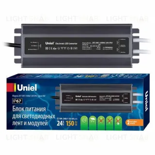 Блок питания Uniel 24V 150W IP67 6,3A UET-VAF-150B67 24V IP67 UL-00007578 UET-VAF-150B67 24V IP67 2 выхода