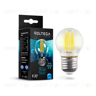 Лампа светодиодная филаментная Voltega E27 9W 4000K шар прозрачный VG10-G45E27cold9W-F 7139 7139