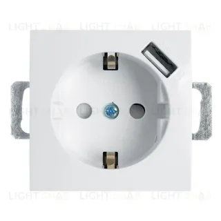 Розетка Stekker Эрна c/з 16A 250V с защитной шторкой и с USB белый PST16-9111-01 39318 39318