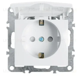 Розетка Stekker Эрна с/з 16A 250V с крышкой защитной шторкой белый PST16-9112-01 39319 39319