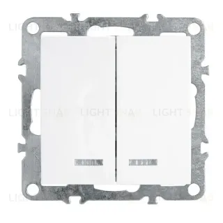 Выключатель двухклавишный Stekker Эрна с подсветкой белый PSW10-9102-01 39310 39310