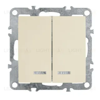 Выключатель двухклавишный Stekker Эрна с подсветкой слоновая кость PSW10-9102-02 39321 39321