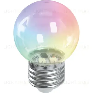 Лампа светодиодная Feron LB-37 шар прозрачный E27 1W RGB быстрая смена цвета 38129 38129