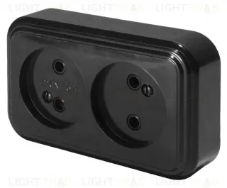 Розетка 2-местная Stekker PST16-30-20 (RA 16-237-Ч) 39694 39694