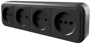 Розетка 4-местная Stekker PST16-60-20 (RA 16-464-Ч) 39702 39702