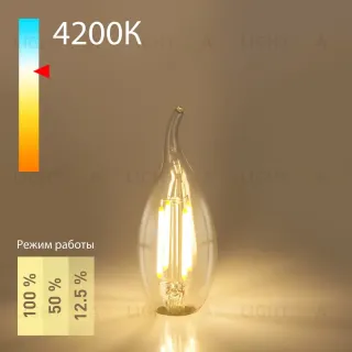 Филаментная светодиодная лампа Elektrostandard свеча на ветру прозрачная E14 5W 4200K 4690389173929 4690389173929