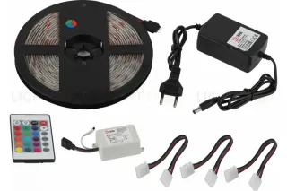 Светодиодная влагозащищенная лента ЭРА 14,4W/m 60LED/m 5050SMD RGB 5M 5050kit-14,4-60-12-IP65-RGB-5m Б0043070 Б0043070