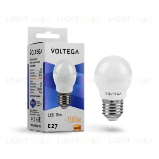 Лампа светодиодная Voltega E27 10W 2800K шар матовый VG2-G45E27warm10W 8455 8455