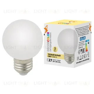 Лампа светодиодная Volpe E27 3W 3000K матовая LED-G60-3W/3000K/E27/FR/С UL-00006955 LED-G60-3W/3000K/E27/FR/С