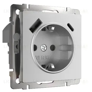 Розетка с заземлением, шторками и USB тип A+C Werkel W1171765 4690389195600 a063618 4690389195600