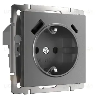 Розетка с заземлением, шторками и USB тип A+C Werkel W1171764 4690389194436 a063106 4690389194436