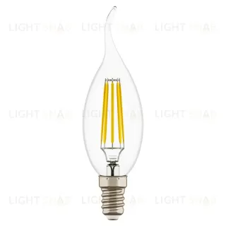 Лампа светодиодная филаментная Lightstar LED Filament Е14 6W 4000K свеча на ветру прозрачная 933604 933604