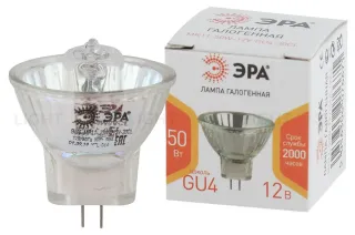 Лампа галогенная Эра GU4 50W 3000K GU4-MR11-50W-12V-30CL Б0044749 Б0044749
