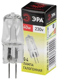 Лампа галогенная Эра G4 40W 3000K G4-JCD-40W-230V-CL C0039280 C0039280