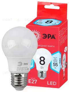 Лампа светодиодная Эра E27 8W 4000K ECO LED A55-8W-840-E27 Б0032096 Б0032096