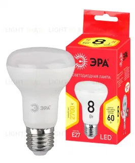 Лампа светодиодная Эра E27 8W 2700K LED R63-8W-827-E27 R Б0050701 Б0050701