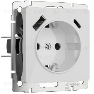 Розетка с заземлением, шторками и USB тип A+C Werkel 4690389197345 W1171741 a064014 4690389197345