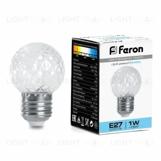 Лампа-строб Feron LB-377 Шарик прозрачный E27 1W 6400K 38220 38220