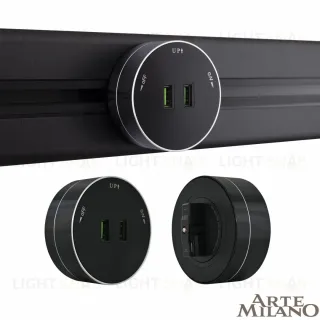 Трековая розетка Arte Milano Am-track-sockets 380011TS/USBx2 Black 380011TS/USBx2 Black