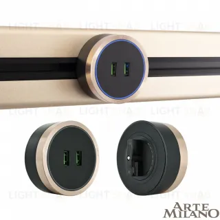 Трековая розетка Arte Milano Am-track-sockets 380066TS LED/USBx2 Gold 380066TS LED/USBx2 Gold