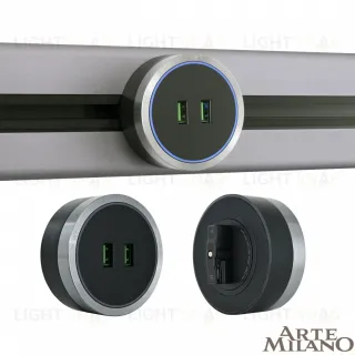 Трековая розетка Arte Milano Am-track-sockets 380066TS LED/USBx2 Grey 380066TS LED/USBx2 Grey