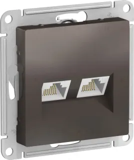 Розетка двойная компьютерная мокко RJ45+RJ45 Schneider Electric Atlas Design ATN000685 ATN000685