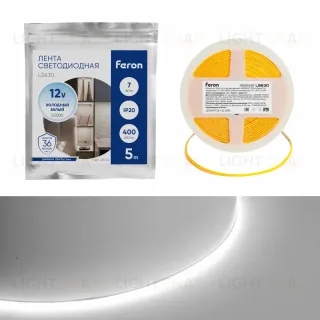 Светодиодная лента Feron LS630 12В 7Вт/м 6500К 5м IP20 48949 48949