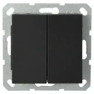 Выключатель двухклавишный Jasmart с накладкой 10A 250V черный матовый (soft touch) G3023PB G3023PB